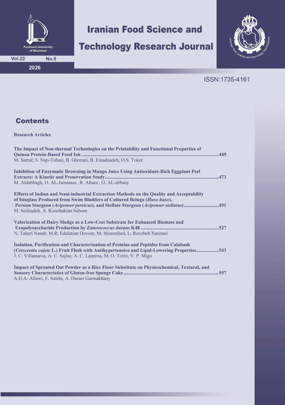 Iranian Food Science and Technology Research Journal